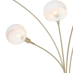 Lampadaire design en laiton avec verre opale 5 lumières - Sixties Marmo