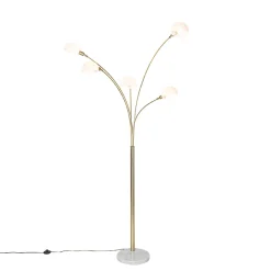 Lampadaire design en laiton avec verre opale 5 lumières - Sixties Marmo