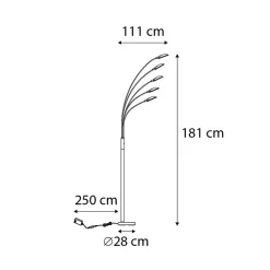 Lampadaire design en laiton avec LED 5 lumières - Sixties Trento