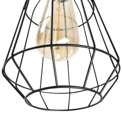 Lampadaire design industriel 3 ampoules max. 40 W abat-jour cage métal noir