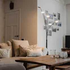 Lampadaire design noir avec LED dimmable 5 lumières - Sixties Trento