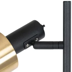 Lampadaire design noir avec or 2 lumières - Stijn