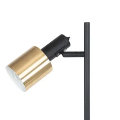 Lampadaire design noir avec or 2 lumières - Stijn