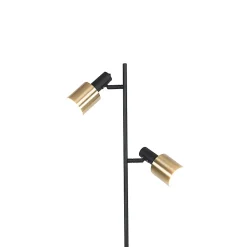 Lampadaire design noir avec or 2 lumières - Stijn