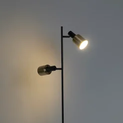 Lampadaire design noir avec or 2 lumières - Stijn