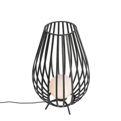 Lampadaire design noir avec opale 70 cm - Angela