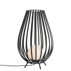 Lampadaire design noir avec opale 70 cm - Angela