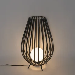 Lampadaire design noir avec opale 70 cm - Angela