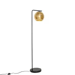 Lampadaire design noir avec verre doré - Bert