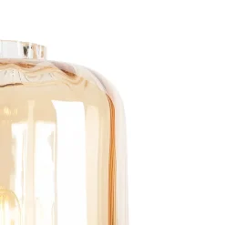 Lampadaire design noir avec verre ambré - Qara