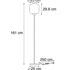 Lampadaire design noir avec verre ambré - Qara