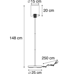 Lampadaire design noir avec verre fumé - Dome
