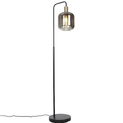 Lampadaire design noir avec verre doré et fumé - Zuzanna
