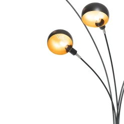 Lampadaire design noir avec or 5 lumières - Sixties Marmo