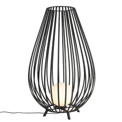 Lampadaire design noir avec opale 110 cm - Angela