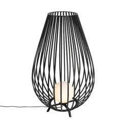 Lampadaire design noir avec opale 110 cm - Angela