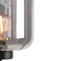 Lampadaire design noir avec verre fumé - Qara