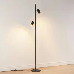 Lampadaire design noir double spots orientables - Elya