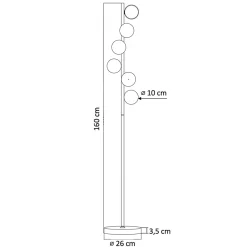 Lampadaire design noir et laiton sphères blanches - Sierra