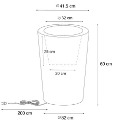 Lampadaire d'extérieur blanc 60 cm pot de fleurs IP44 - Verano