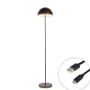 Lampadaire d'extérieur bronze foncé rechargeable avec variateur 3 niveaux - Keira