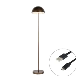 Lampadaire d'extérieur bronze foncé rechargeable avec variateur 3 niveaux - Keira