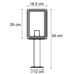 Lampadaire d'extérieur gris 50 cm IP44 - Sutton