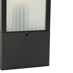 Lampadaire d'extérieur intelligent noir avec verre nervuré 40 cm incl. WiFi A60 - Charlois