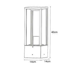 Lampadaire d'extérieur intelligent noir avec verre nervuré 40 cm incl. WiFi A60 - Charlois