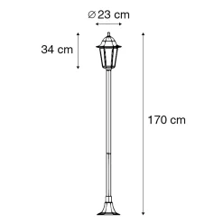 Lampadaire d'extérieur intelligent noir 170 cm avec WiFi ST64 - New Orleans
