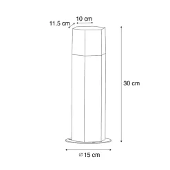 Lampadaire d'extérieur noir avec abat-jour fumé hexagonal 30 cm - Denmark