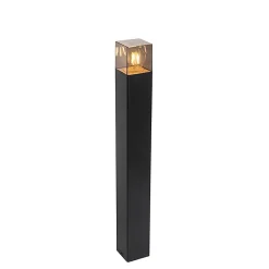 Lampadaire d'extérieur noir 70 cm IP44 avec verre fumé - Danemark