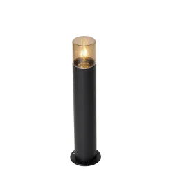 Lampadaire d'extérieur noir avec abat-jour fumé 50 cm - Odense
