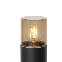 Lampadaire d'extérieur noir avec abat-jour fumé 50 cm - Odense