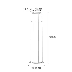 Lampadaire d'extérieur noir avec abat-jour fumé hexagonal 50 cm - Danemark