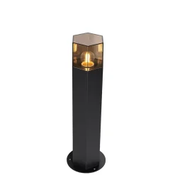 Lampadaire d'extérieur noir avec abat-jour fumé hexagonal 50 cm - Danemark