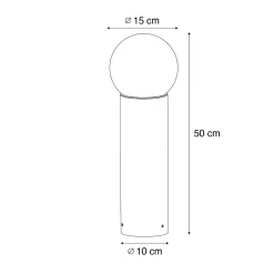 Lampadaire d'extérieur noir avec verre opale 50 cm IP44 - Huma