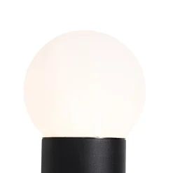 Lampadaire d'extérieur noir avec verre opale 50 cm IP44 - Huma