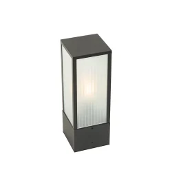 Lampadaire d'extérieur noir avec verre nervuré 40 cm IP44 - Charlois