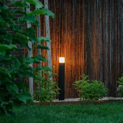 Lampadaire d'extérieur noir avec abat-jour blanc opale 70 cm - Danemark