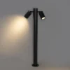 Lampadaire d'extérieur noir 80 cm IP44 réglable 2 lumières - Duo