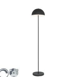 Lampadaire d'extérieur noir rechargeable à 3 niveaux de luminosité - Keira