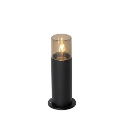 Lampadaire d'extérieur noir avec abat-jour fumé 30 cm IP44 - Odense