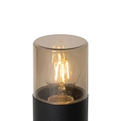 Lampadaire d'extérieur noir avec abat-jour fumé 30 cm IP44 - Odense