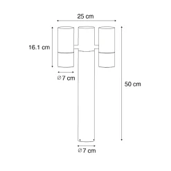 Lampadaire d'extérieur noir 50 cm 2 lumières orientables - Duo