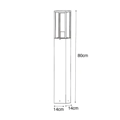 Lampadaire d'extérieur noir avec verre cannelé 80 cm IP44 - Charlois