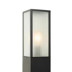 Lampadaire d'extérieur noir avec verre cannelé 80 cm IP44 - Charlois