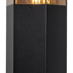 Lampadaire d'extérieur noir avec abat-jour fumé hexagonal 70 cm - Denmark