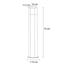Lampadaire d'extérieur noir avec abat-jour fumé hexagonal 70 cm - Denmark