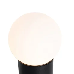 Lampadaire d'extérieur noir avec globe en verre opale 80 cm IP44 - Huma